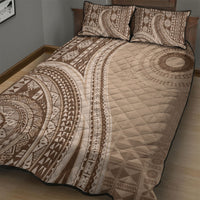 Bula Fiji Vintage Tapa Quilt Bed Set Kaivity Masi Wave Motifs - Mocha LT7 - Polynesian Pride