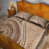 Bula Fiji Vintage Tapa Quilt Bed Set Kaivity Masi Wave Motifs - Mocha LT7 - Polynesian Pride