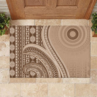 Bula Fiji Vintage Tapa Rubber Doormat Kaivity Masi Wave Motifs - Mocha LT7 Beige - Polynesian Pride