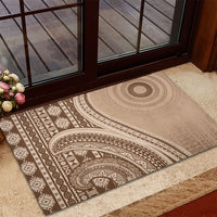 Bula Fiji Vintage Tapa Rubber Doormat Kaivity Masi Wave Motifs - Mocha LT7 - Polynesian Pride