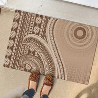 Bula Fiji Vintage Tapa Rubber Doormat Kaivity Masi Wave Motifs - Mocha LT7 - Polynesian Pride