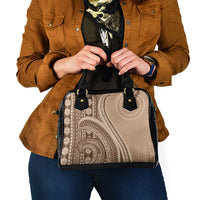 Bula Fiji Vintage Tapa Shoulder Handbag Kaivity Masi Wave Motifs - Mocha LT7 - Polynesian Pride