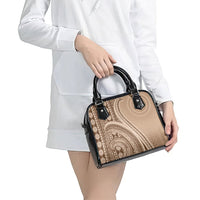 Bula Fiji Vintage Tapa Shoulder Handbag Kaivity Masi Wave Motifs - Mocha LT7 - Polynesian Pride