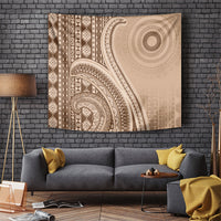Bula Fiji Vintage Tapa Tapestry Kaivity Masi Wave Motifs - Mocha LT7 Beige - Polynesian Pride
