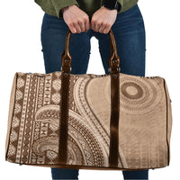 Bula Fiji Vintage Tapa Travel Bag Kaivity Masi Wave Motifs - Mocha LT7 Beige - Polynesian Pride