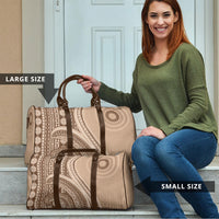 Bula Fiji Vintage Tapa Travel Bag Kaivity Masi Wave Motifs - Mocha LT7 - Polynesian Pride