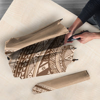 Bula Fiji Vintage Tapa Umbrella Kaivity Masi Wave Motifs - Mocha LT7 - Polynesian Pride