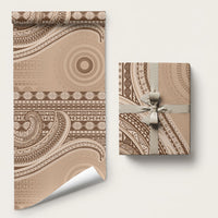 Bula Fiji Vintage Tapa Wrapping Paper Kaivity Masi Wave Motifs - Mocha LT7 58" × 23" Beige - Polynesian Pride