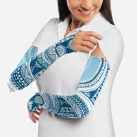 Bula Fiji Vintage Tapa Arm Sleeves Kaivity Masi Wave Motifs - Turquoise LT7 - Polynesian Pride