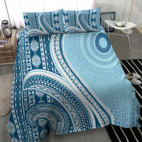 Bula Fiji Vintage Tapa Bedding Set Kaivity Masi Wave Motifs - Turquoise LT7 - Polynesian Pride