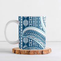 Bula Fiji Vintage Tapa Ceramic Mug Kaivity Masi Wave Motifs - Turquoise LT7 Turquoise - Polynesian Pride
