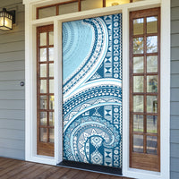 Bula Fiji Vintage Tapa Door Cover Kaivity Masi Wave Motifs - Turquoise LT7 - Polynesian Pride