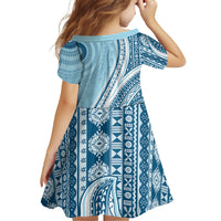 Bula Fiji Vintage Tapa Family Matching Puletasi and Hawaiian Shirt Kaivity Masi Wave Motifs - Turquoise