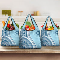 Bula Fiji Vintage Tapa Grocery Bag Kaivity Masi Wave Motifs - Turquoise LT7 3-pack One Size Turquoise - Polynesian Pride