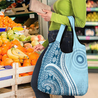 Bula Fiji Vintage Tapa Grocery Bag Kaivity Masi Wave Motifs - Turquoise LT7 - Polynesian Pride