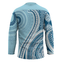Bula Fiji Vintage Tapa Hockey Jersey Kaivity Masi Wave Motifs - Turquoise LT7 - Polynesian Pride