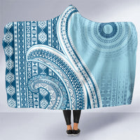 Bula Fiji Vintage Tapa Hooded Blanket Kaivity Masi Wave Motifs - Turquoise