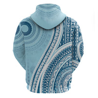 Bula Fiji Vintage Tapa Hoodie Kaivity Masi Wave Motifs - Turquoise LT7 - Polynesian Pride