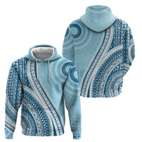 Bula Fiji Vintage Tapa Hoodie Kaivity Masi Wave Motifs - Turquoise LT7 - Polynesian Pride