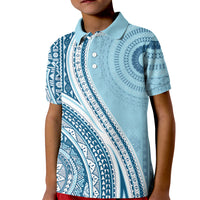Bula Fiji Vintage Tapa Kid Polo Shirt Kaivity Masi Wave Motifs - Turquoise LT7 Kid Turquoise - Polynesian Pride