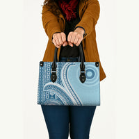 Bula Fiji Vintage Tapa Leather Bag Kaivity Masi Wave Motifs - Turquoise LT7 - Polynesian Pride