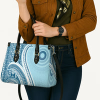 Bula Fiji Vintage Tapa Leather Bag Kaivity Masi Wave Motifs - Turquoise LT7 - Polynesian Pride
