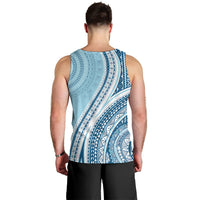 Bula Fiji Vintage Tapa Men Tank Top Kaivity Masi Wave Motifs - Turquoise LT7 - Polynesian Pride