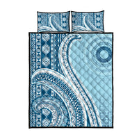 Bula Fiji Vintage Tapa Quilt Bed Set Kaivity Masi Wave Motifs - Turquoise LT7 - Polynesian Pride