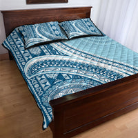 Bula Fiji Vintage Tapa Quilt Bed Set Kaivity Masi Wave Motifs - Turquoise LT7 - Polynesian Pride