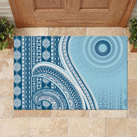 Bula Fiji Vintage Tapa Rubber Doormat Kaivity Masi Wave Motifs - Turquoise LT7 Turquoise - Polynesian Pride