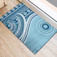 Bula Fiji Vintage Tapa Rubber Doormat Kaivity Masi Wave Motifs - Turquoise LT7 - Polynesian Pride