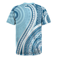 Bula Fiji Vintage Tapa Rugby Jersey Kaivity Masi Wave Motifs - Turquoise LT7 - Polynesian Pride
