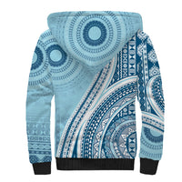 Bula Fiji Vintage Tapa Sherpa Hoodie Kaivity Masi Wave Motifs - Turquoise