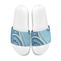 Bula Fiji Vintage Tapa Slide Sandals Kaivity Masi Wave Motifs - Turquoise LT7 Turquoise - Polynesian Pride