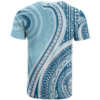 Bula Fiji Vintage Tapa T Shirt Kaivity Masi Wave Motifs - Turquoise LT7 - Polynesian Pride