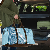 Bula Fiji Vintage Tapa Travel Bag Kaivity Masi Wave Motifs - Turquoise LT7 - Polynesian Pride