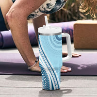 Bula Fiji Vintage Tapa Tumbler With Handle Kaivity Masi Wave Motifs - Turquoise LT7 - Polynesian Pride