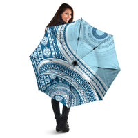 Bula Fiji Vintage Tapa Umbrella Kaivity Masi Wave Motifs - Turquoise LT7 - Polynesian Pride