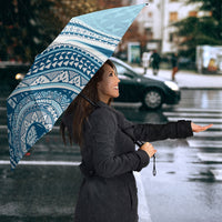 Bula Fiji Vintage Tapa Umbrella Kaivity Masi Wave Motifs - Turquoise LT7 - Polynesian Pride