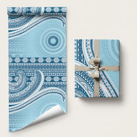 Bula Fiji Vintage Tapa Wrapping Paper Kaivity Masi Wave Motifs - Turquoise LT7 58" × 23" Turquoise - Polynesian Pride