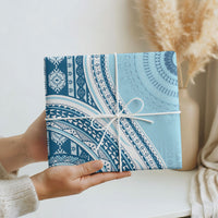 Bula Fiji Vintage Tapa Wrapping Paper Kaivity Masi Wave Motifs - Turquoise LT7 - Polynesian Pride