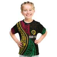 Personalised Vanuatu Kid T Shirt Melanesian Sand Drawing Mixed - Ni Van and Proud LT7 Black - Polynesian Pride