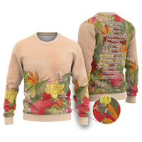 Mahalo Hawaii - Ka Pule a ka Haku Ugly Christmas Sweater Tropical Flowers