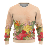 Mahalo Hawaii - Ka Pule a ka Haku Ugly Christmas Sweater Tropical Flowers