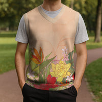 Mahalo Hawaii - Ka Pule a ka Haku Christmas Knitted V-Neck Vest Tropical Flowers