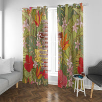 Mahalo Hawaii - Ka Pule a ka Haku Window Curtain Tropical Flowers