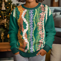 Mahalo Hawaii - Ka Pule a ka Haku Kid Ugly Christmas Sweater Mixed Lei