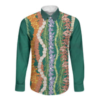 Mahalo Hawaii - Ka Pule a ka Haku Long Sleeve Button Shirt Mixed Lei