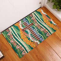 Mahalo Hawaii - Ka Pule a ka Haku Rubber Doormat Mixed Lei