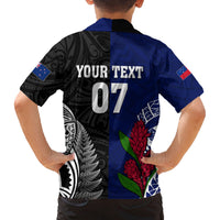 Personalised New Zealand Vs Samoa Rugby Family Matching Off Shoulder Short Dress and Hawaiian Shirt Go Champions LT7 - Polynesian Pride